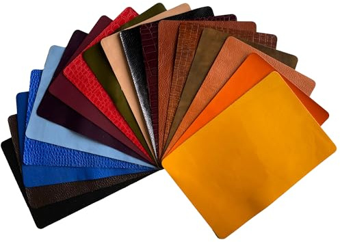 MARBURGER Lederreste Lederstücke Bastelleder 1kg bunt klein - Größe 19,5 x 28,5 cm (fast DIN A4) - gemischte Farben farbig sortiert - Reste Leder Stücke extraklein für Bastelarbeit
