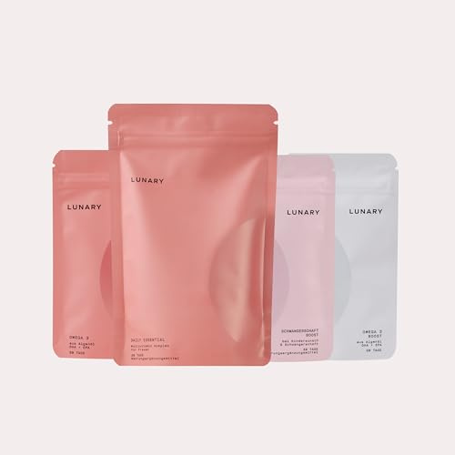 LUNARY Schwangerschaft Set | Folsäure Schwangerschaft & Omega 3 | Schwangerschaftsvitamine mit Folsäure, Omega 3 Schwangerschaft aus Algenöl & Probiotika | Für die gesamte Schwangerschaft