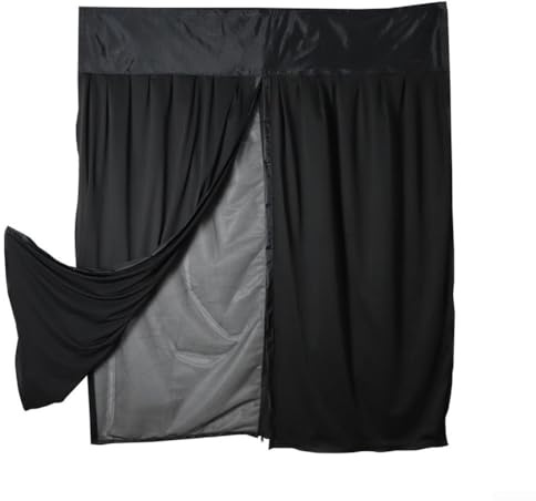 YJDOORPLAY Rideau de porte en maille double couche coupe-vent pour camping-car, camping, extérieur, barrière magnétique à fermeture automatique noire (170 x 155 cm)