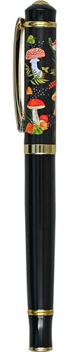 Mushrooms Fountain Pen with Fine Nib (includes black ink cartridge and piston coverter)