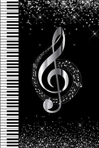Notizbuch Notenschlüssel: Blanko Journal zum Selberschreiben für Musiker, Musiklehrer, Edel und Elegant in Schwarz und Silber