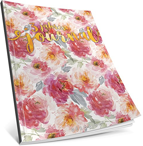 Dékokind® 3 Jahres Journal: Ca. A4-Format, 190+ Seiten, Vintage Softcover • Dicker Jahreskalender, Tagebuch für Erwachsene, Kalenderbuch • ArtNr. 41 Wasserfarben • Ideal als Geschenk