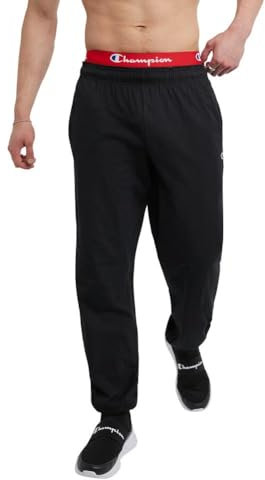 Champion Herren Trainingshose Sweathose aus Jersey mit Geschlossener Unterseite, Schwarz-407q88, L
