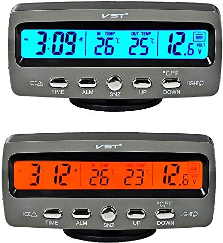 Itian LCD Automotive Elektronische Uhren, Auto Innen und Außen Thermometer, Spannungsüberwachung, Wecker, Multifunktionstisch
