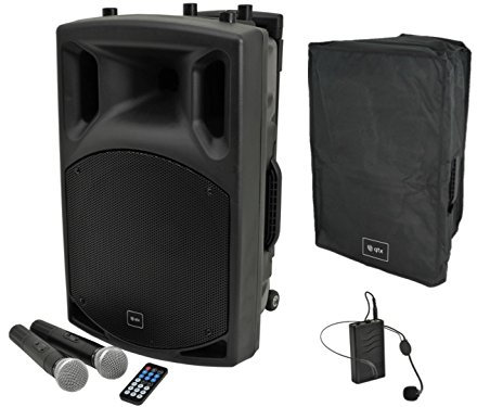QTX QX12PA Portable PA System Battery Bluetooth USB Sound 2 x Wireless Handheld