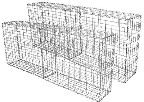 MonsterShop - 4 Gabbioni Metallici per Sassi da Giardino e da Esterno 100cm x 80cm x 30cm in Acciaio Galvanizzato
