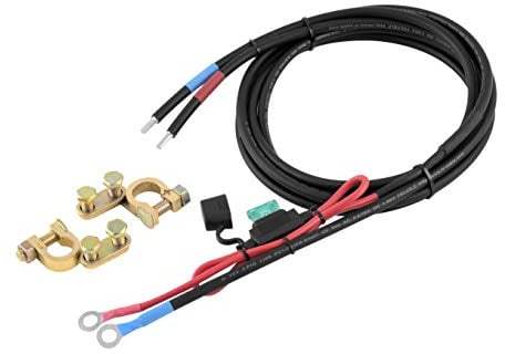 enjoy solar® 6 mm² 1,5 m cable de batería para conexión profesional regulador de carga solar y batería con fusible y bornes de batería (1,5 m M8 30 A)