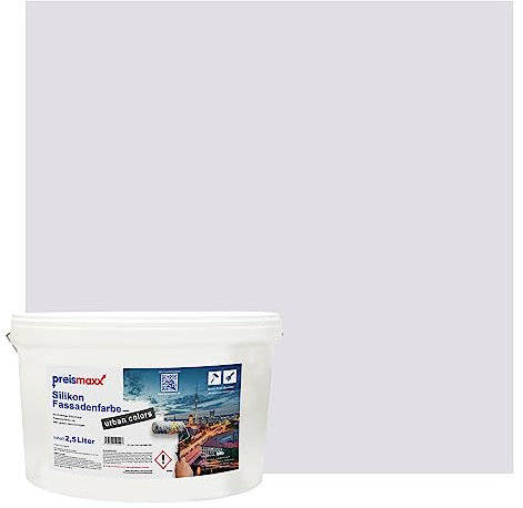 Preismaxx Silikonharz Fassadenfarbe, Zartviolett Lila 2,5L hochwertige, matte, wasserabweisende Aussen-Dispersion, sehr guter Regenschutz - Abperleffekt