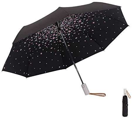 Meiyijia Paraguas Plegable, (99% UV Resistencia &100% Impermeable) Doble-Uso Paraguas del Sol/Lluvia,Abrir y Cerrar Automático con, Conveniente para Viajes