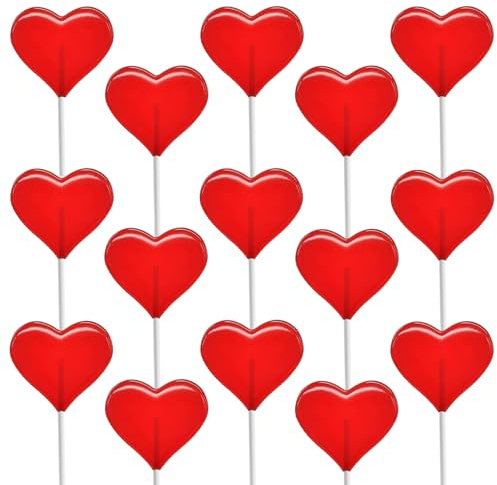 Fruidles Lutscher zum Valentinstag, Herzform, Rot, herzförmig, Lutscher, einzeln verpackt, 12 g Lutscher (halbes Pfund)