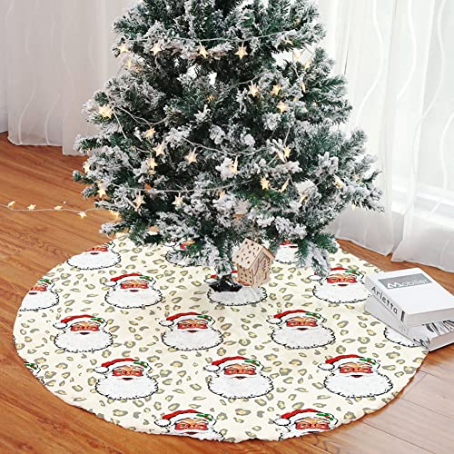 Mateju Weihnachtsbaum Rock Weihnachtsbaumdecke Rund Decke Groß Christbaumdecke Christbaumständer Teppich Baumdecke Weihnachtsbaum Deko für Weihnachten Neujahr Party (Beige Leopard,28inch)