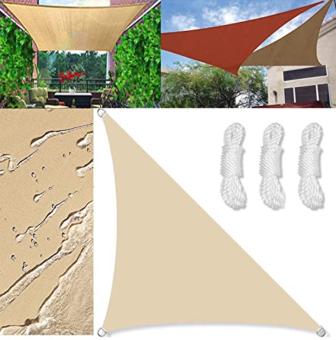 GLIN Sonnensegel Wasserdicht Dreieck rechtwinklig 6x6x8m Sonnensegel Balkon Sonnenschutz 95% UV Schutz Windschutz für Balkon Garten,mit Ösen und Befestigungsseile Beige
