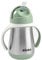 BÉABA, Biberon/Tasse d'apprentissage/Gourde Bébé 2 en 1 Inox, Tasse Paille Enfant, 100% étanche, Anti-fuite, Facile à Ouvrir, Poignées amovibles, Matière Inox, Sain, Solide, 250 ml, Vert sauge