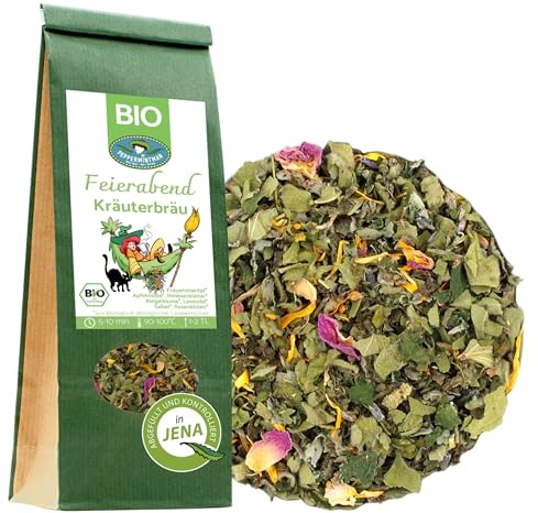 NEU: Bio Feierabend-Kräuterbräu (300g) Natürlicher Wohlfühl-Kräutertee mit Rosenblüten, Apfelminze, Himbeerblättern, Ringelblumen,. Natürlich sanfte Mischung für entspannte Momente von PeppermintMan