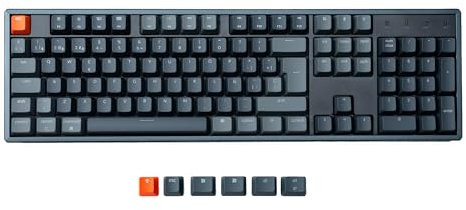 Keychron K10 Teclado Mecánico Intercambiable en Caliente de 104 Teclas para Mac Windows, Inalámbrico Bluetooth/Cable RGB Backlight con Marco de Aluminio Gateron G Pro Red Switch (ES Layout)
