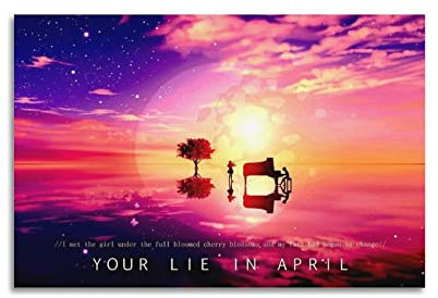 LIOONS Poster Your Lie in April, dekoratives Gemälde, Leinwand, Wandposter und Kunstbild, modernes Familien-Schlafzimmer, 20 x 30 cm