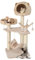 GOPLUS Arbre à Chat 121 CM en Tige de Massette, 4 Niveaux, avec Plateformes, Niche, Poteaux en Sisal, Coussin Souple, Boules et Hamac Suspendues pour Chats et Chatons, Marron et Beige
