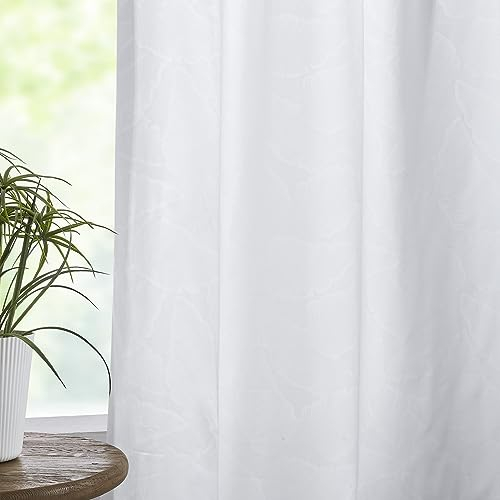 FMFUNCTEX Halbtransparente Vorhänge für Schlafzimmer, blickdicht, lichtfilternd, für Wohnzimmer, 160 cm lang, Sichtschutzvorhänge für Küche, Ösen, 2 Paneele