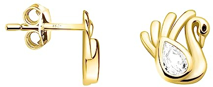 SOFIA MILANI - Damen Ohrringe 925 Silber - vergoldet/golden & mit Zirkonia Steinen - Schwan Ohrstecker - E2099