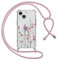 Yoedge Handyband Handyhülle für iPhone 14/iPhone 13 6,1 Hülle mit Band, Weiche Silikon TPU + PC Stoßfest Schutzhülle mit Kordel zum Umhängen, Durchsichtig Case mit Aesthetic Muster, Blumen 3