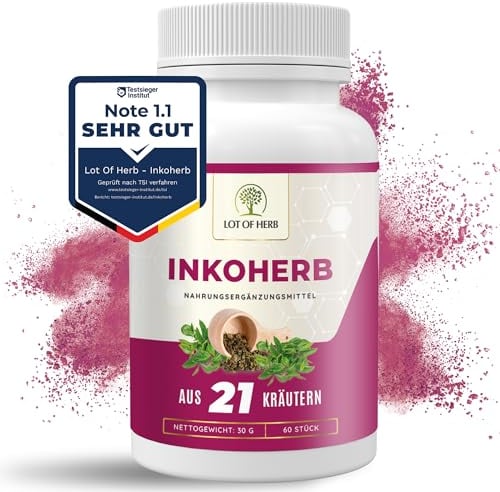 LOT OF HERB Inkoherb aus 21 Kräuter zur natürlichen Stärkung der Blasenfunktion - Kann bei Inkontinenz Blasenschwäche Harndrang unterstützen - Nahrungsergänzungsmittel für Frauen und Männer - 60Stk