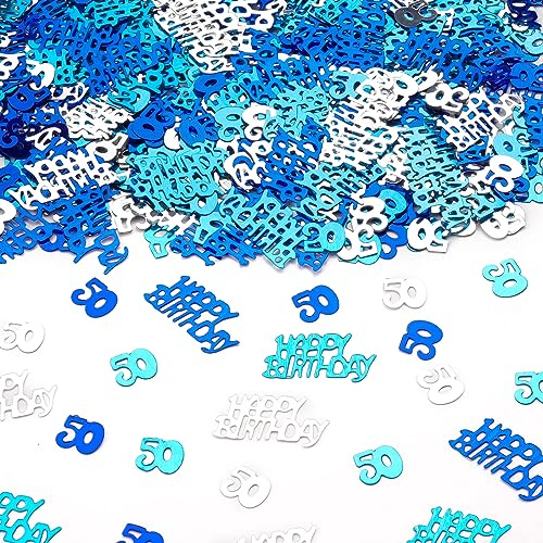 800 Stück Konfetti Tischdeko Geburtstag 50 Partydekorationen Happy Birthday Konfetti Blau,Streudeko 50 Geburtstag für Mann und Frau