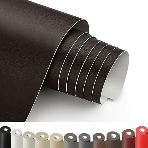 Leder Reparatur Set Schwarz Kaffee, 30 x 100 cm Kunstleder Selbstklebend, Lederflicken Selbstklebend, Kunstleder Reparaturset, Leder Patch für Sofa, Möbel, Autositze, Jacken, Handtaschen.