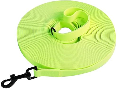 Tagfur Schleppleine für Hunde, Schleppleine 5m/10m/15m/20m mit Handgriff und D-Ring, Wasserdicht und Leicht zu Reinigen Hundeleine Trainingsleine für Kleine Mittlere Große Hunde, (Neongelb, 15m)