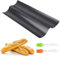 Baguette Bandeja para Hornear, Molde Pan Baguette con 2 Pincel Cocina, Bandeja de Horneado para Pan para 2 Barras, Molde para Hornear de Barra de Pans Francés Antiadherente, Perforada Francés Pans