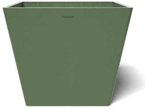 POTS&MORE Maceta Prismo 30 (31 cm, Forma Cuadrada, Color Verde Oliva, Altura 25,6 cm, Maceta de plástico, para Plantas de Interior) VP023004