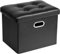 COSYLAND Pouf Contenitore - Poggiapiedi Contenitore - Pouf Poggiapiedi per Divano - Sgabello Contenitore Pieghevole in finta pelle - 43 x 33 x 33 cm (Nero)