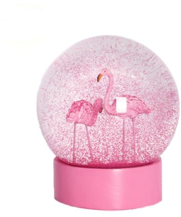 JJIW Boule De Cristal, Boule De Cristal Flamant Rose, Boule à Neige avec Statue en Résine Et Support Moulé, Boule De Cristal Fantaisie, Globe d'eau, Boule De Nouveauté pour La Maison