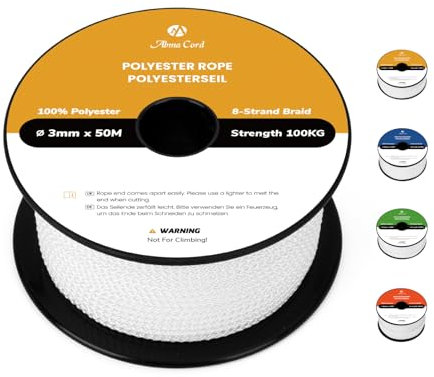 Abma Cord Polyesterseil Schnur Seil 3mm x 50m auf Spule - Weiß
