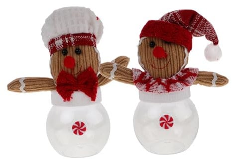 OKUMEYR Versatile Candy Container Gingerbread Man Shaped Jar Christmas Packaging Box Card for Biscuit Case Cookies Box