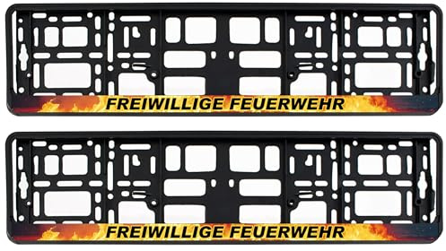 1 Paar Kennzeichenhalter Kennzeichenrahmen Bedruckt mit Freiwillige Feuerwehr Flammen Motiv