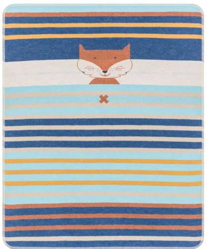 David Fussenegger Babydecke Juwel 'Fuchs Multistreifen' 70 x 90 cm Marine - Blau