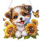 Lxmsja 5D Diamond Painting Anhänger Hund, Sonnenblume Diamond Painting Fensterbilder Beidseitig für Erwachsene Kinder, Bastelset Kreativ Set, Hängend Ornament Kranz Tür Fenster Wand Eingang Decor