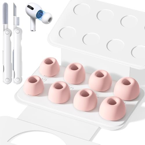 Ersatz-Ohrstöpsel für AirPods Pro 2. / 1. Generation mit tragbarer Aufbewahrungsbox und Reinigungsstift, Geräuschreduzierungsloch mit integriertem Staubschutz, Silikon-Ohrstöpsel für AirPods Pro, Rosa