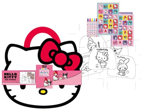 Hello Kitty buntes Aktivitätsalbum, mit Stickern, Farben und Malvorlagen, ideal für kreative Mädchen, die gerne malen