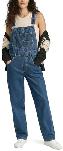 Kdtoll Salopette Donna Jeans in Denim Oversize, Pantaloni Lunghi con Spalline Regolabili e Tasche, Tinta Unita, Stile Casual per Tempo Libero e Lavoro