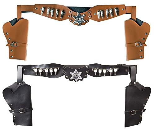 Boland 00583 - Cowboy Halfter doppelt, 2 Farben sortiert, Waffen Halter für Cowboy Kostüm, Zubehör für Karneval und Mottoparty