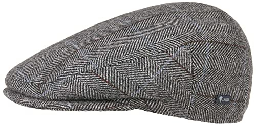 Lipodo Flatcap Karomuster Gefütterte Schiebermütze mit Wolle Made in Italy Herren Herbst/Winter anthrazit 55 cm