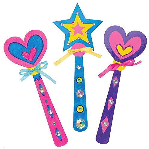Baker Ross EF622 Make Your Own Princess Wand (Pack of 8) Card Blanks for Kids to Decorate, Arts and Crafts, Assorted, 23cm