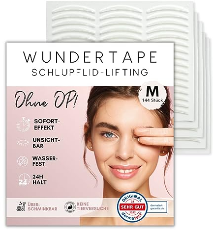 WUNDERTAPE Schlupflider Stripes Schlupflid-Tape Streifen zum Augenlid-Lifting ohne OP! (wasserfest, 24h Halt, double eyelid lifting tapes) Augenlid-Tape (144 M)