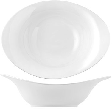 H&H H & H 9086945 Schüssel, Oval, 45 cm, Porzellan, Weiß
