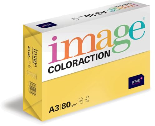 Image Coloraction Canary - farbiges Kopierpapier - DIN A3, 297 x 420 mm, 80 g/m² - buntes, holzfreies Druckerpapier für Kopierer - 500 Blatt - Kanariengelb