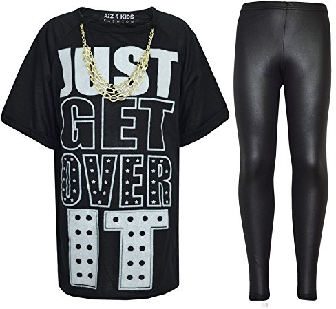 A2Z 4 Kids Girls T Shirt Leggings Set Black Age 7-13 Years | Graphic Tee With Stretch Bottoms For Casual Wear And Everyday Comfort