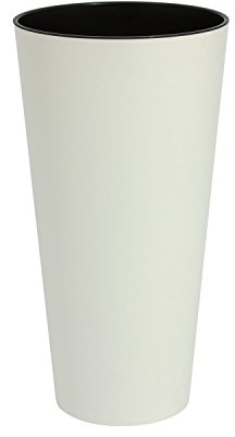 Edle Blumenvase Blumentopf Pflanzeinsatz Pflanzsäule matt weiss TUBUS Kunststoff H-57 cm