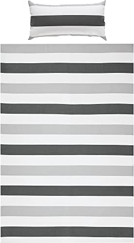 REDBEST Renforcé Bettwäsche-Set grau-Silber-weiß Größe 40x80 cm / 155x220 cm - mit Reißverschluss - atmungsaktiv, strapazierstark - weitere Farben
