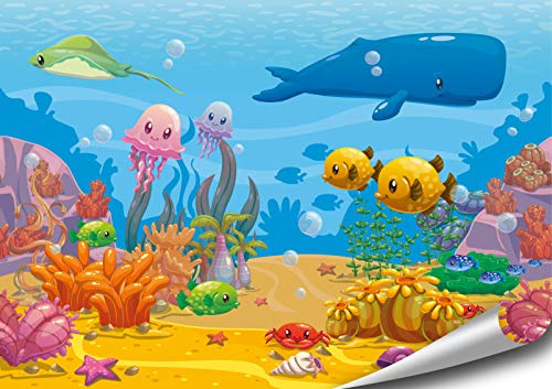 ARTBAY Poster für Kinder - Unterwasserwelt HD XXL - 118,8 x 84 cm - Farbenfrohe Unterwasserwelt mit lustigen Meerestieren - Schöne Wanddekoration für das Kinderzimmer und den Kindergarten